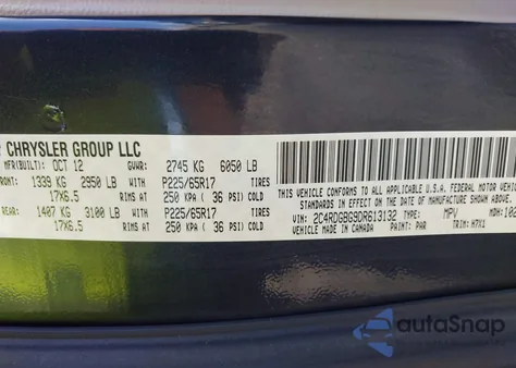 2013 Dodge Grand Caravan Se from USA, damaged, VIN 2C4RDGBG9DR613132